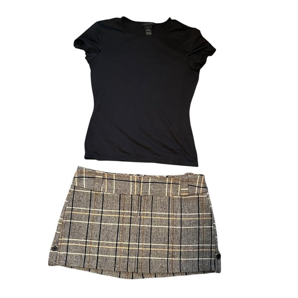 Y2K Plaid Micro Mini Skirt Brown Preppy Schoolgirl Grunge